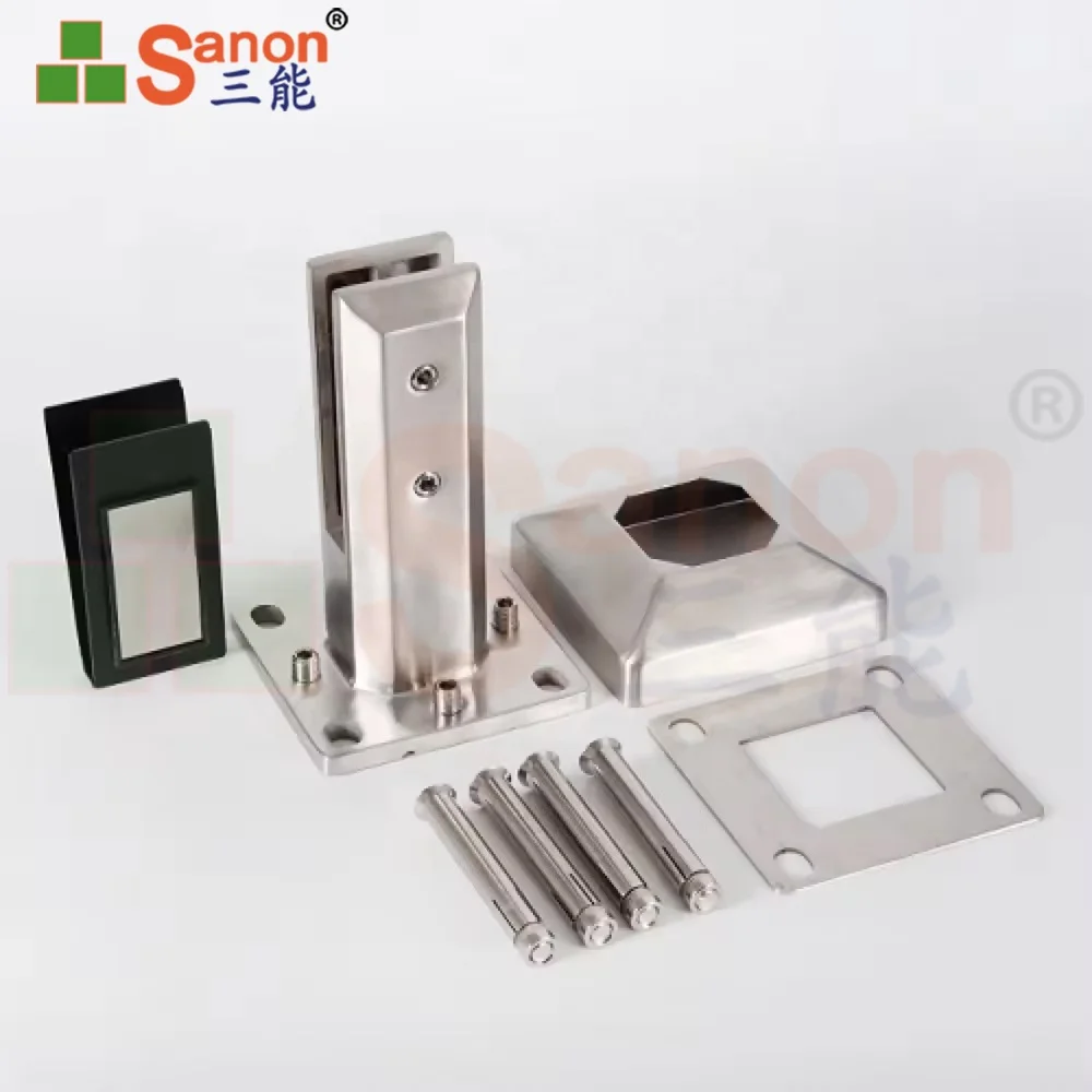 SANON Inox Casting Factory Balustrade Fitting 304 316 Stainless Steel 12Mm Glass Spigot With Base Plate