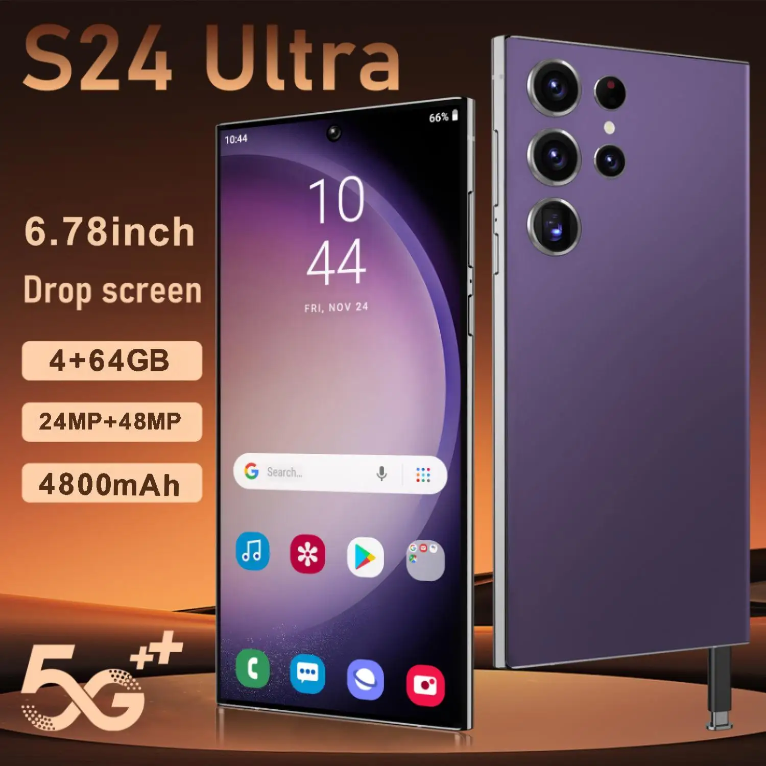 S24 ультра оригинальный 5g смартфоны HD камера красоты 4 ГБ + 64 6 78 дюймов Android игровой мобильный телефон
