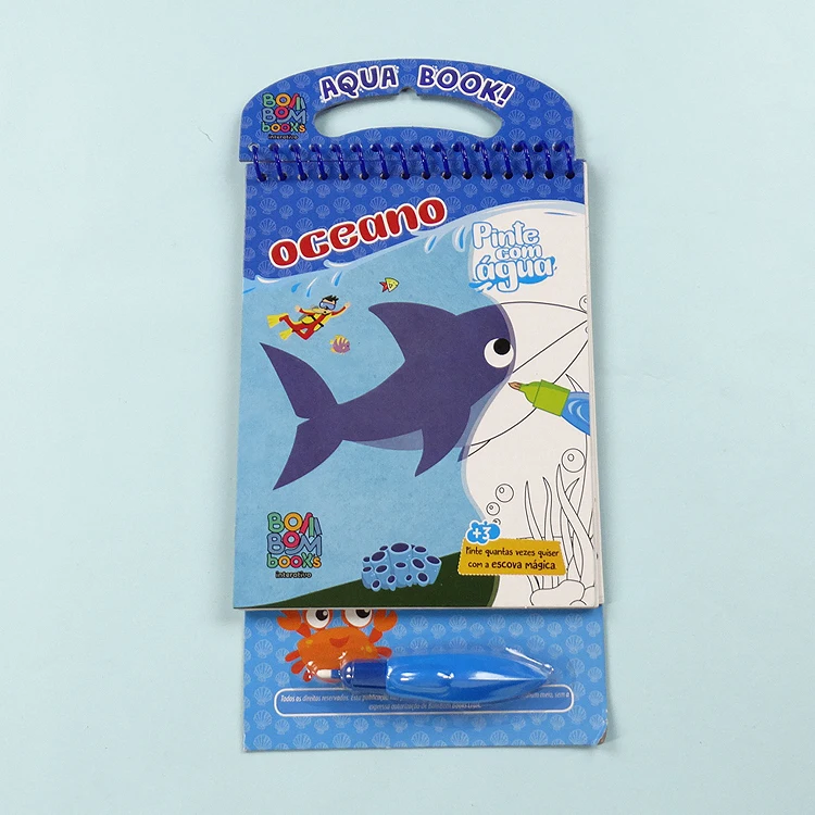 
BSCI Factory Custom Made Kids Water Coloring Book With Spiral Binding, Whales 