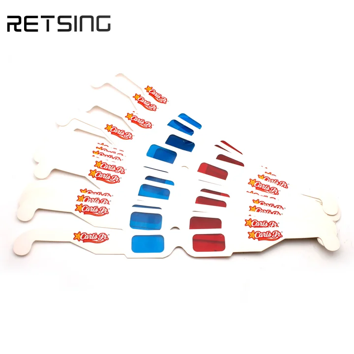 Red Blue Lens Cardboard 3D Digital Glasses for Videos, Movies