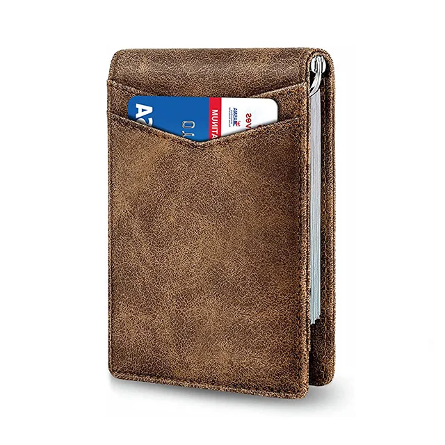 hot selling men slim business card holder leather pocket wallet