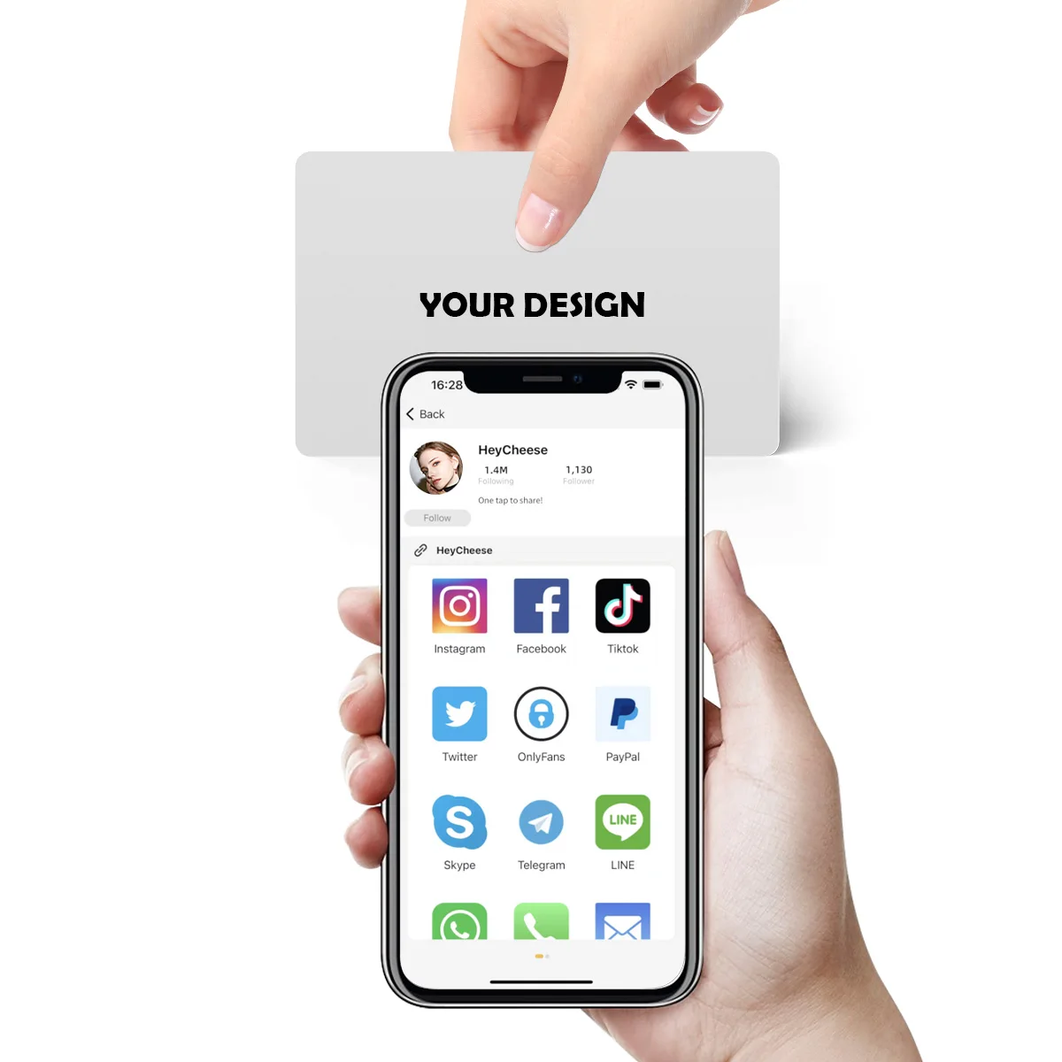 White/Black/Prism NFC Business Card Custom Printable PVC contactless with free app Heycheese