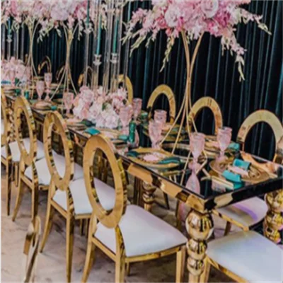 High Quality Custom Outdoor Garden Event Center Wedding Event Party White Gold Chairs And Table