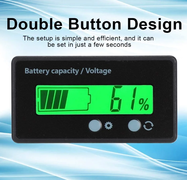 LCD Display Green Backlight Waterproof Monitor Gauge Digital Voltmeter Testers For Lithium Battery Lead-Acid Batteries