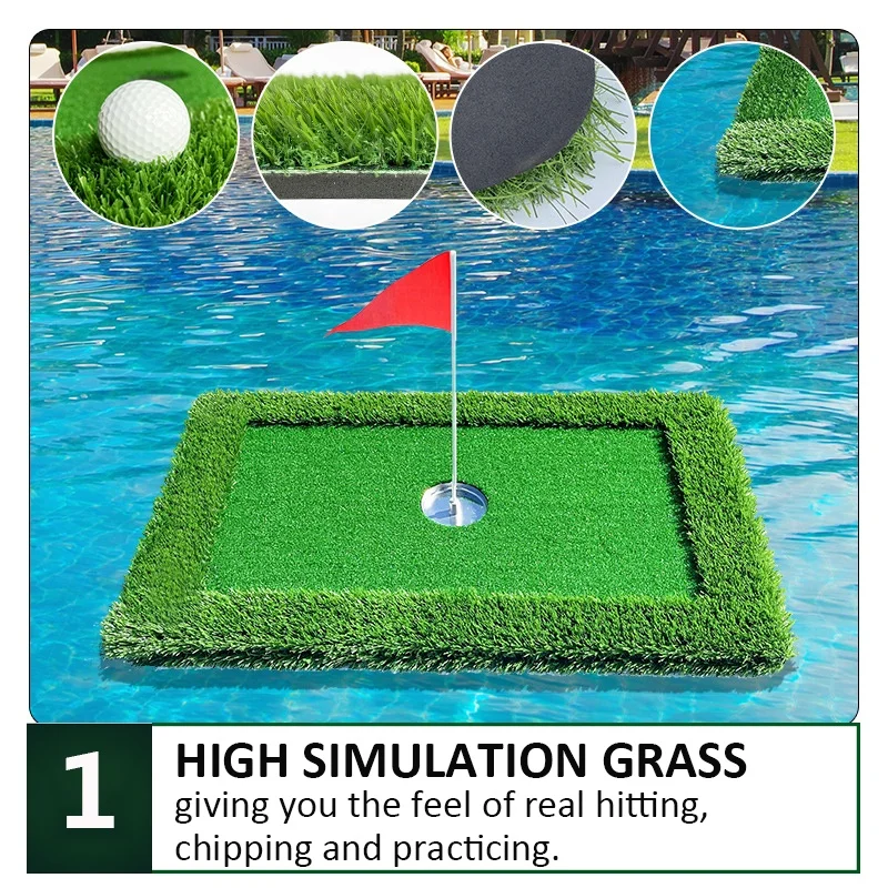 Hot Selling Golf Game Set Chipping Mat Floating Outdoor Water Putting Green Golf Training Mat for Swimming Pool Backyard Party