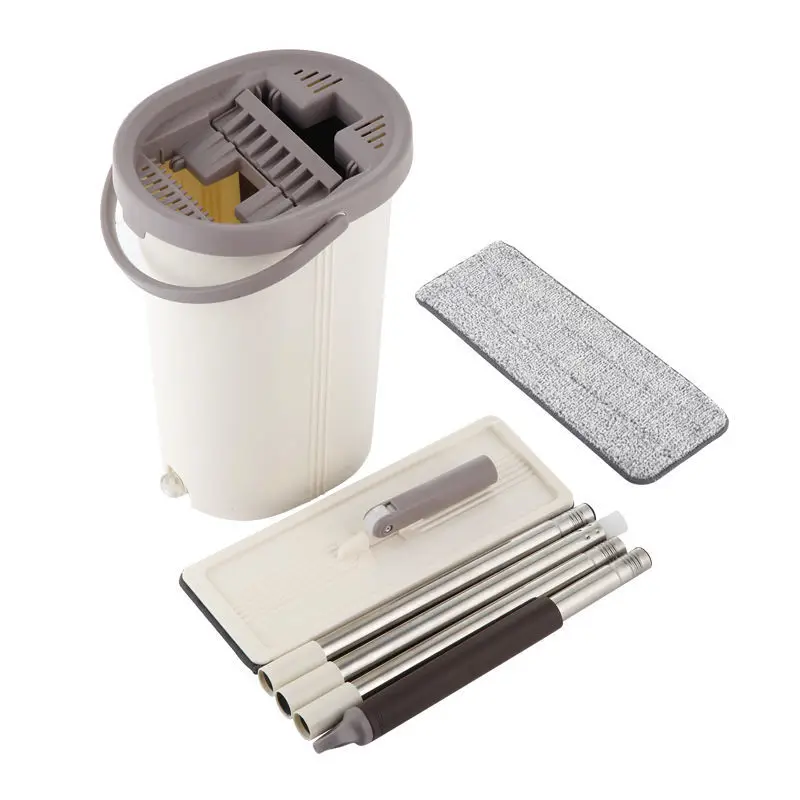 Flat Mop With Bucket Free Hand 360 Rotating Washing Lazy Mop