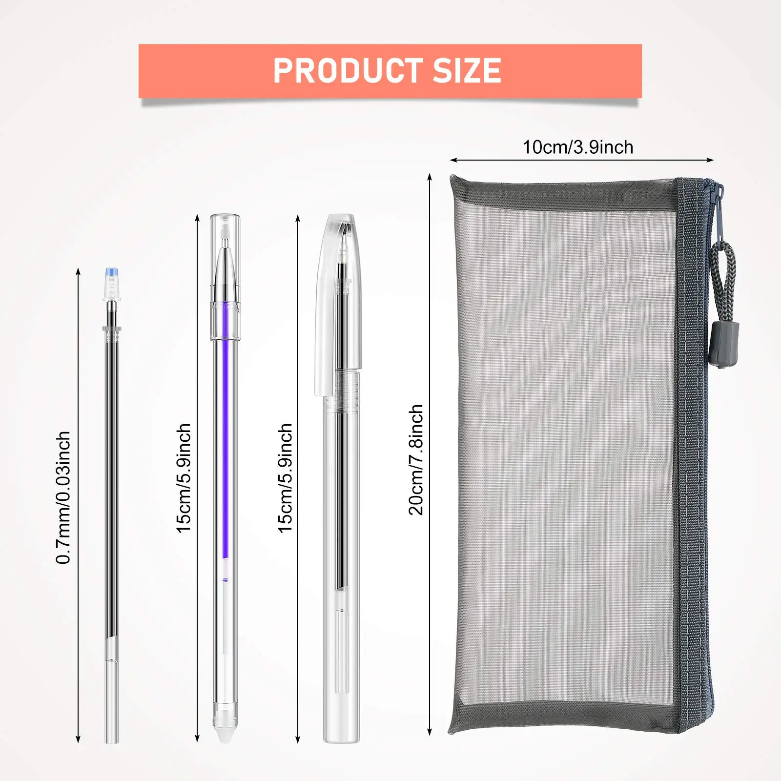 Heat Erasable Pens Set Heat Erasable Fabric Marking Pens Heat Erase with Refills and Pen Storage Bag for Quilting Sewing