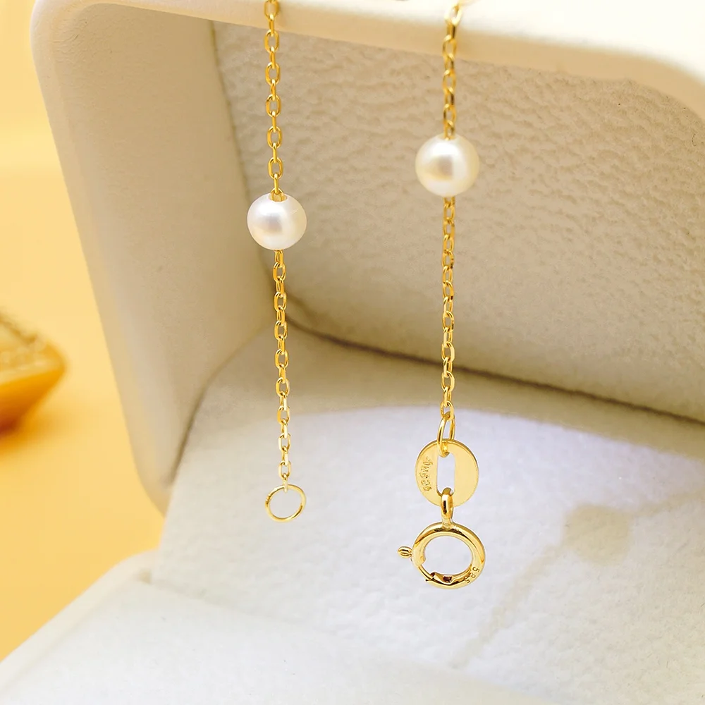 Hot Selling Genuine Gold Au585 Real Gold Necklace Pure 14 Karat Gold Chain Pearl Necklace Wholesale