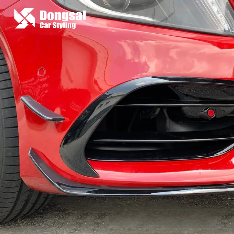 Carbon Fiber Chin Spoiler Winglet Splitter Front Bumper Lip for Mercedes Benz A Class W176 A45 AMG 2016-2018