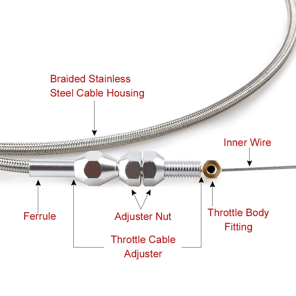 38inch Throttle Gas Cable Kit Stainless Steel Braided