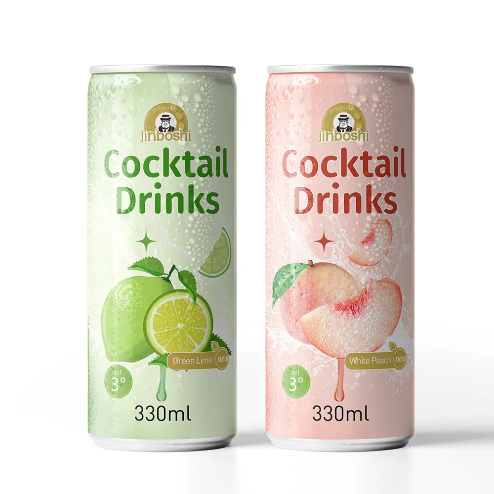 Factory Manufacturer Private Label 33cl Hard Seltzer Alcohol Drink Pre-Mixed Peach Grape Flavor Cocktail Drink