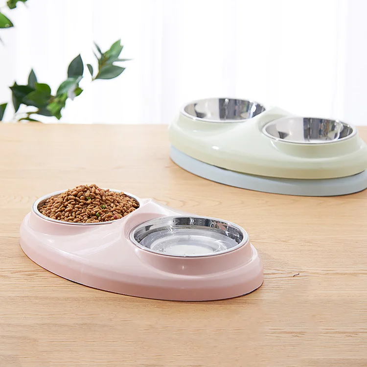 Amazon Hot Sale Stainless Steel Taiji Double Pet Bowl Dual Purpose Plastic Dog Cat Feed Bowl from Pet Supplies Manufacturer