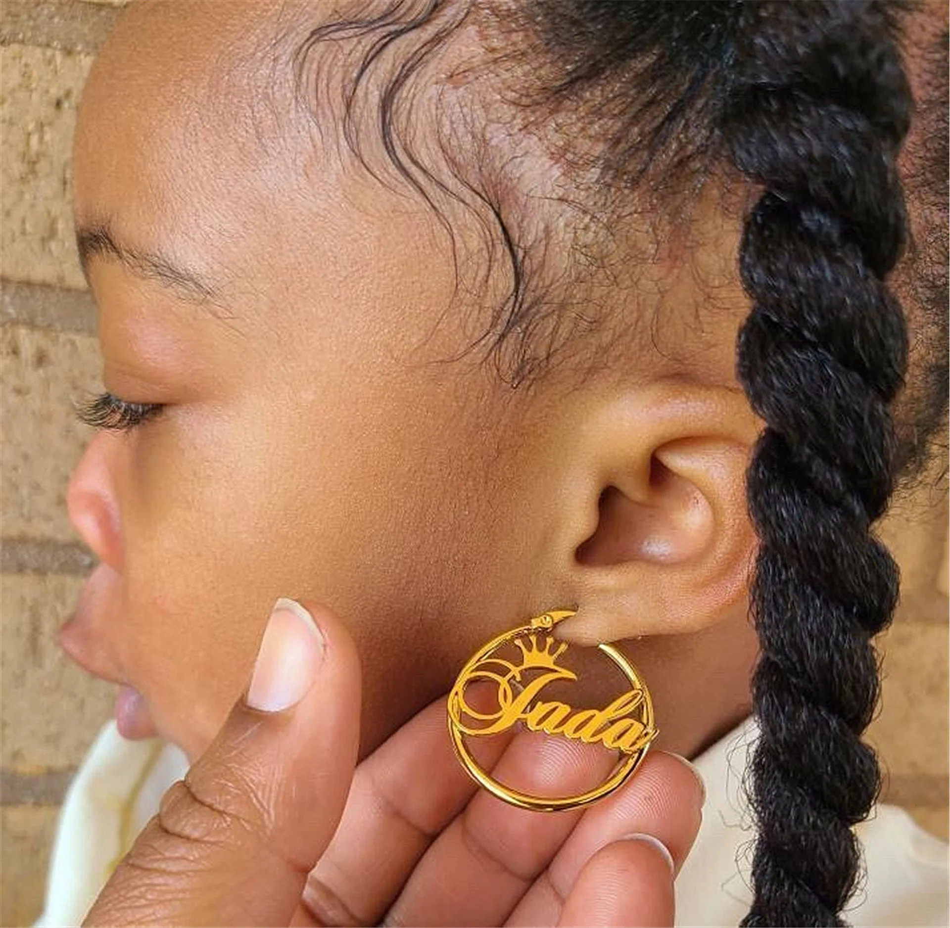 Lateefah Personalized Customized name Girl Gift Crown Stainless Steel Jewelry Custom Earrings For Baby Girl