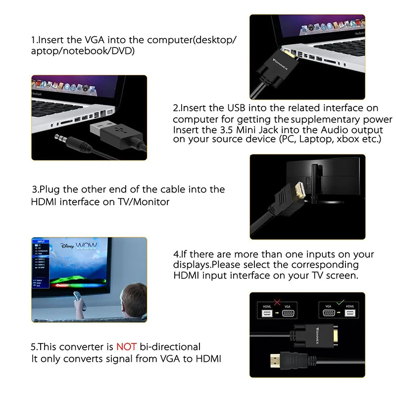 Hot Style VGA to HDMI Converter Adapter VGA-HDMI Cable For Computer and Desktop adapter VGA