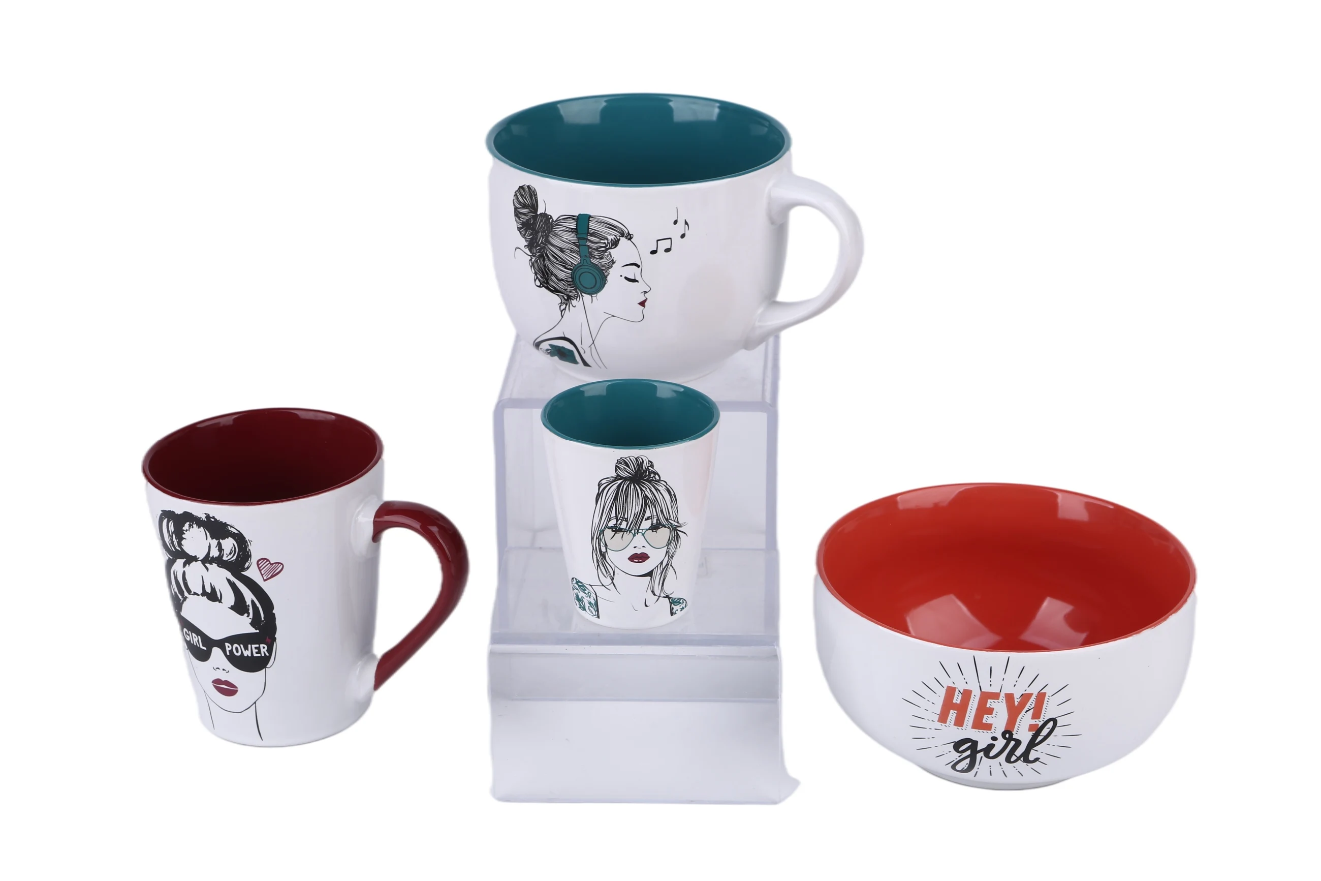 
cusomized design ceramic coffee set europe soup mug red mug cups set pottery mug 