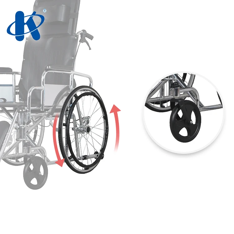Backrest Reclining 90~180 Degree Steel Wheelchair Steel Good Quality Excellent Manual Wheelchair