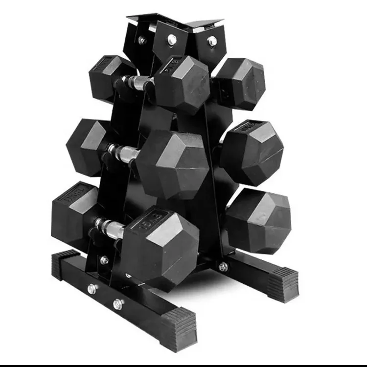 
Factory Wholesale Gym Equipment Black Metal 3 Pairs Weights Dumbbells Set Rack 