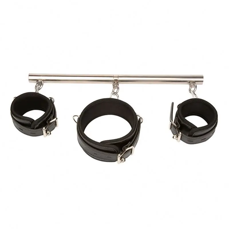 New York Erotic Toy sm Metal Spreader Bar With 4 Cuffs neck collar bdsm restraint bondage Adult  sex Slave bondage kit sex toys