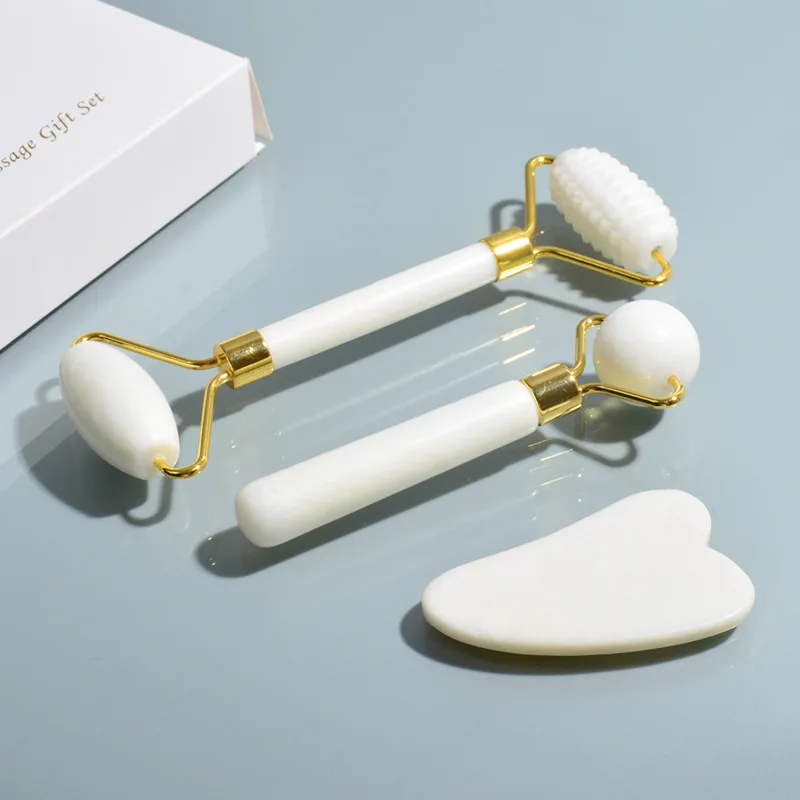 High Quality Jade Roller Skin Care Massage Noise Free Natural Facial Guasha Set With