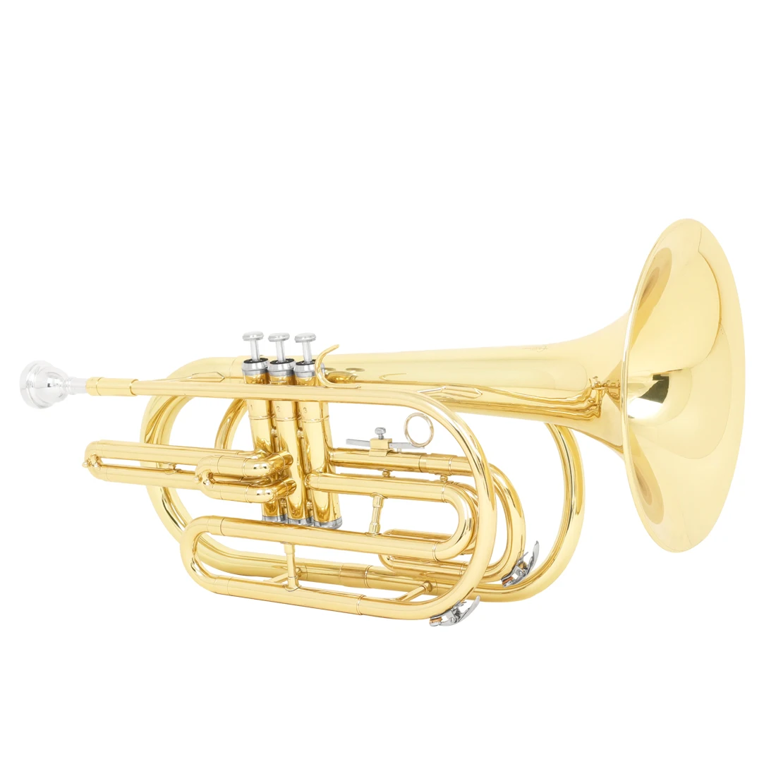 Factory Wholesale 3 Piston Brass Tube Body Monel Piston Bb Tone Vertical Key Marching French Horn With Case
