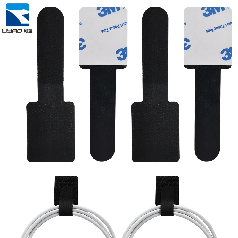 customized Adhesive Wire Organizer Cord Organizers Adjustable Hook and Loop Cable Ties Clips for Wrappers Keeper Kitchen Office