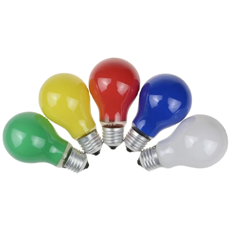 A19 A60 25W 40W 60W 127V 220V 240V B22 E26 E27 Double Filament Colorful Incandescent Holiday Bulb with Double Filament INC-COLOR