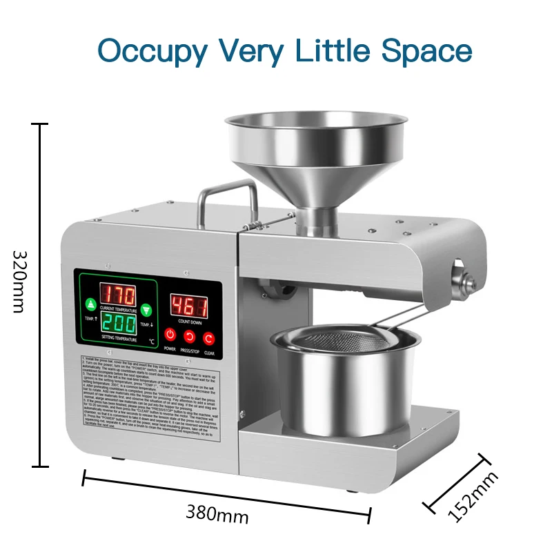 home  small  Cold and Hot Press Peanut Coconut Sunflower Oil Press Machine Oil Mill Making Pressing Extracting Machine