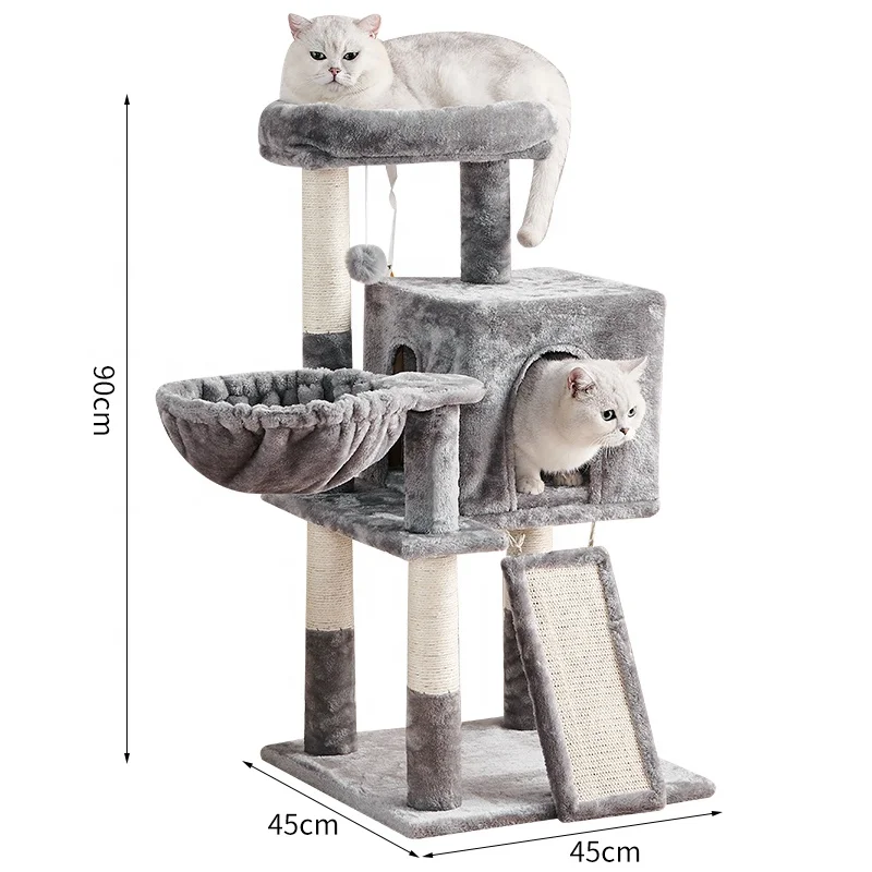 Wholesale have pet toys hemp grinding claws with bed resting bowl cat tree scratcher sisal cat castle