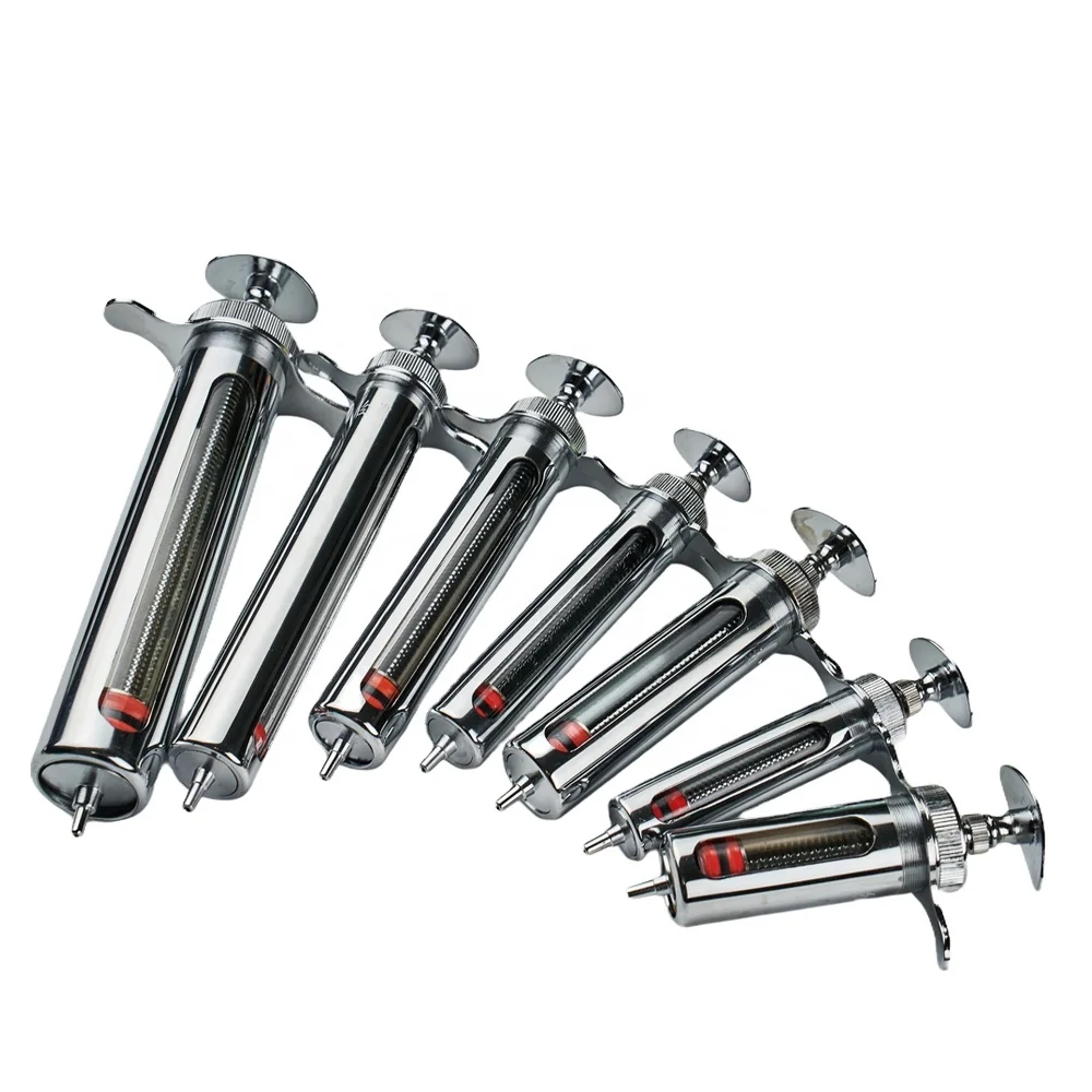 Metal syringe with needle for Veterinary injection