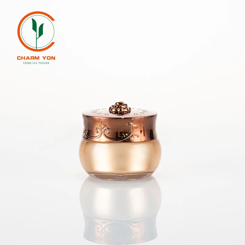 
10g Cream Jar, Gold Color Rose Cap Cosmetic Cream Jar Bottle,4x4.4x2.5CM Acrylic Plastic Cos Jar 