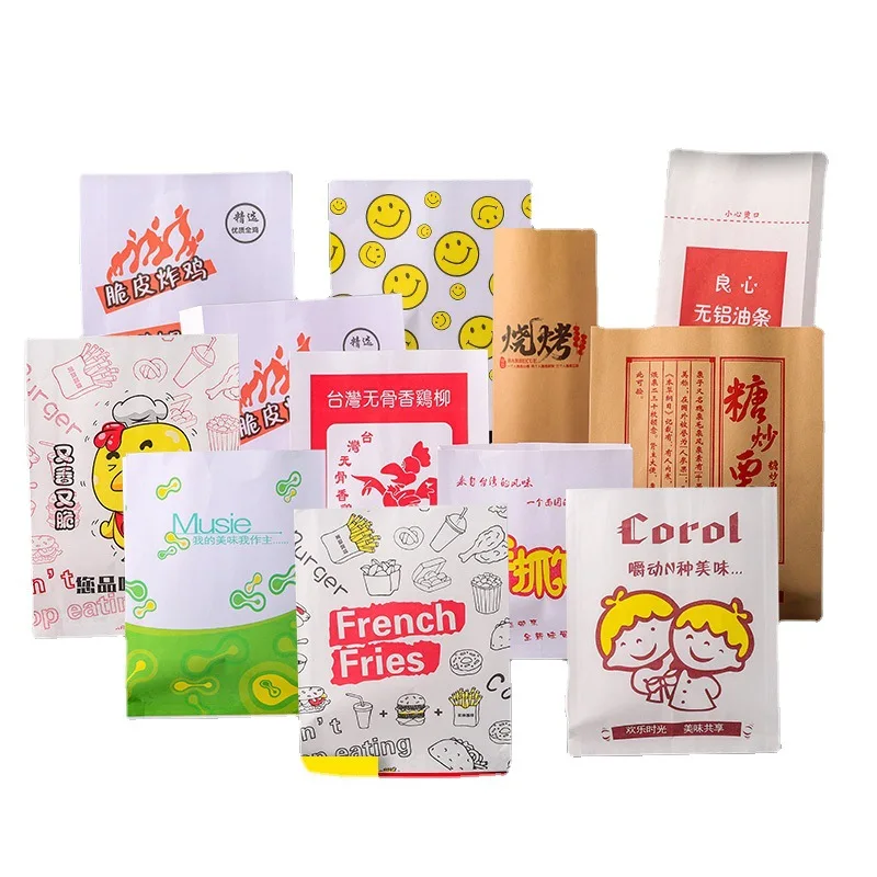 Food Grade Custom Greaseproof Grease Proof Chicken French Fries Paper Bag