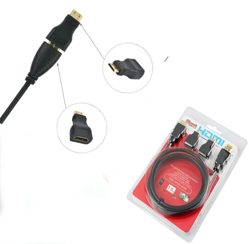 Hot Selling 3 in 1 HD MI cable adapter kits to Mini Micro sets