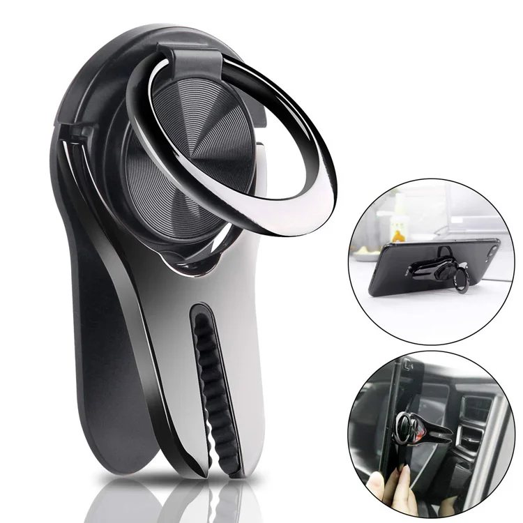 Metal Ring Car Air Vent Kickstand Phone Holder 360 Rotation Finger Ring Grip Stand Cell Phone Holder for Car