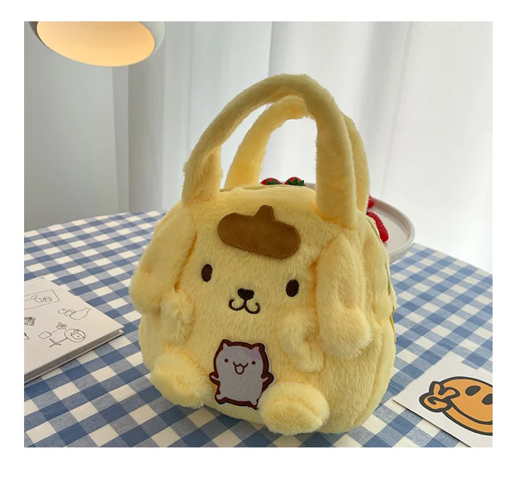 2024 Fashion Cute Plush Sanrio Toy Handbags PP Cotton Soft Fur As Girls Gift Kids Hand Bags
