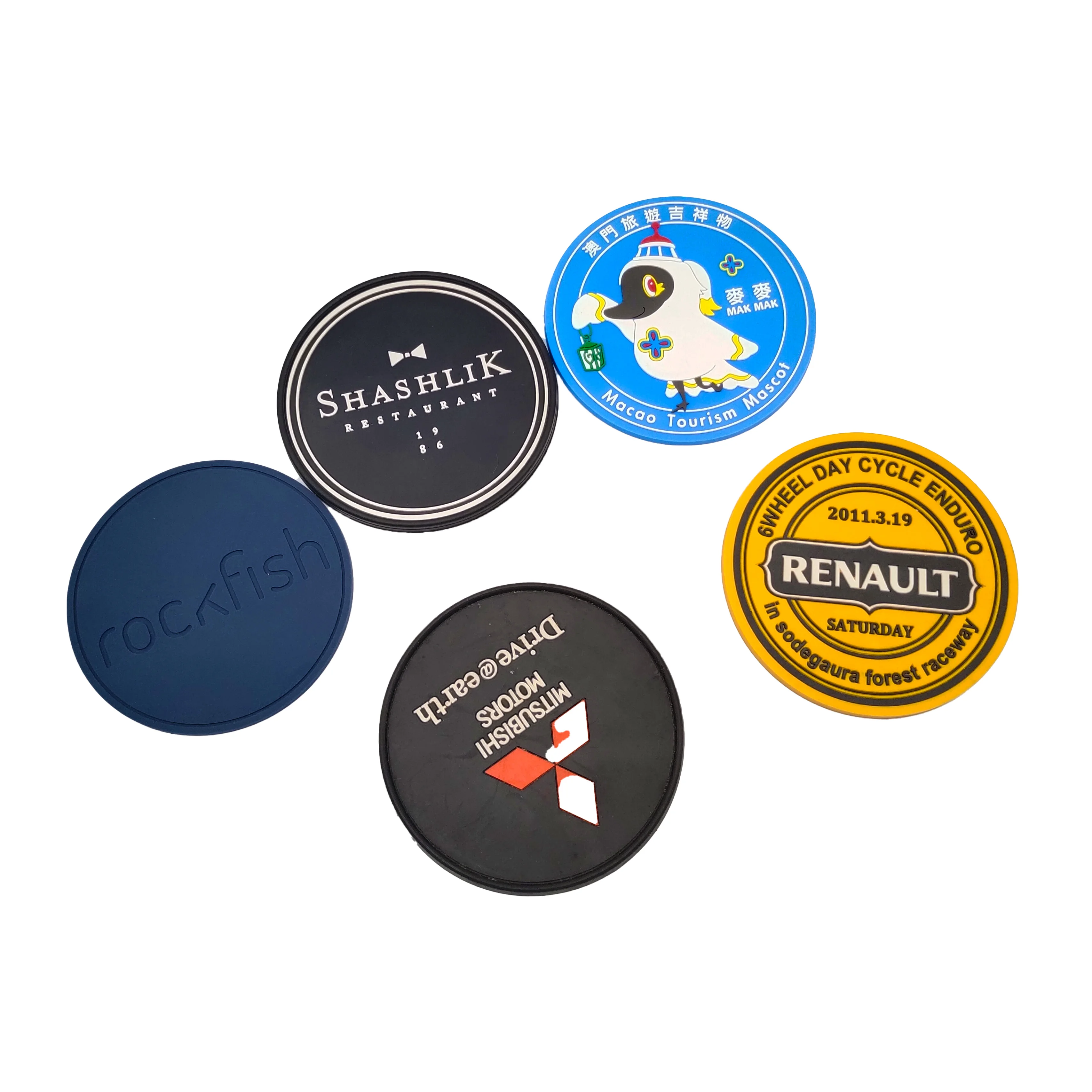 PVC Rubber Coasters Round Soft Plastic Coasters Car Cup Holder Mat Vinyl Silicone Drink Coasters Protection Table Cup Pad
