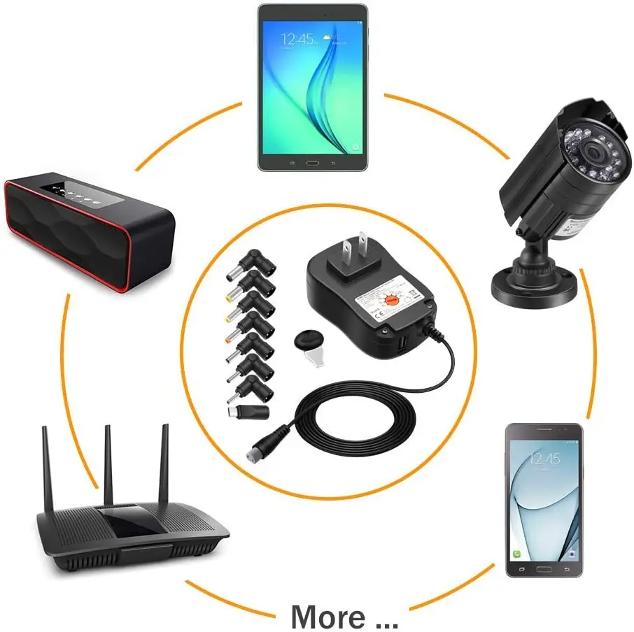 36W Universal AC Adapter 3V 4.5V 5V 6V 7.5V 9V 12V Power Supply for Household Electronics LED Strips Router HUB HDMI Switcher