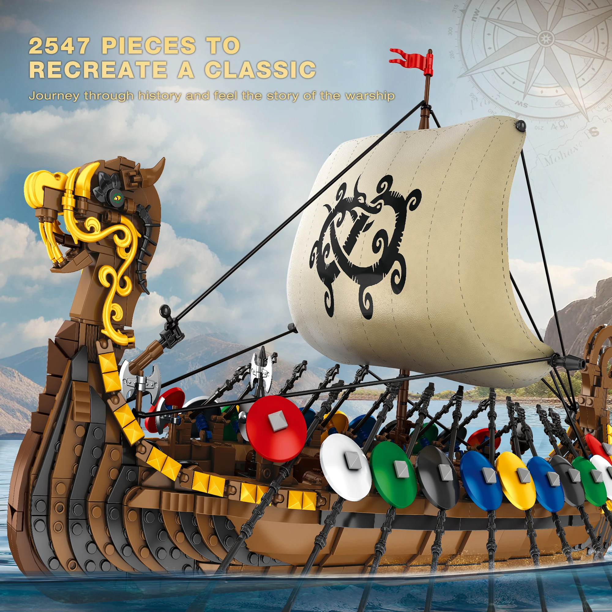 Новый Reobrix 66101 Viking warship puzzle сборный конструктор Модель Детские игрушки Настольный орнамент подарок для мальчиков