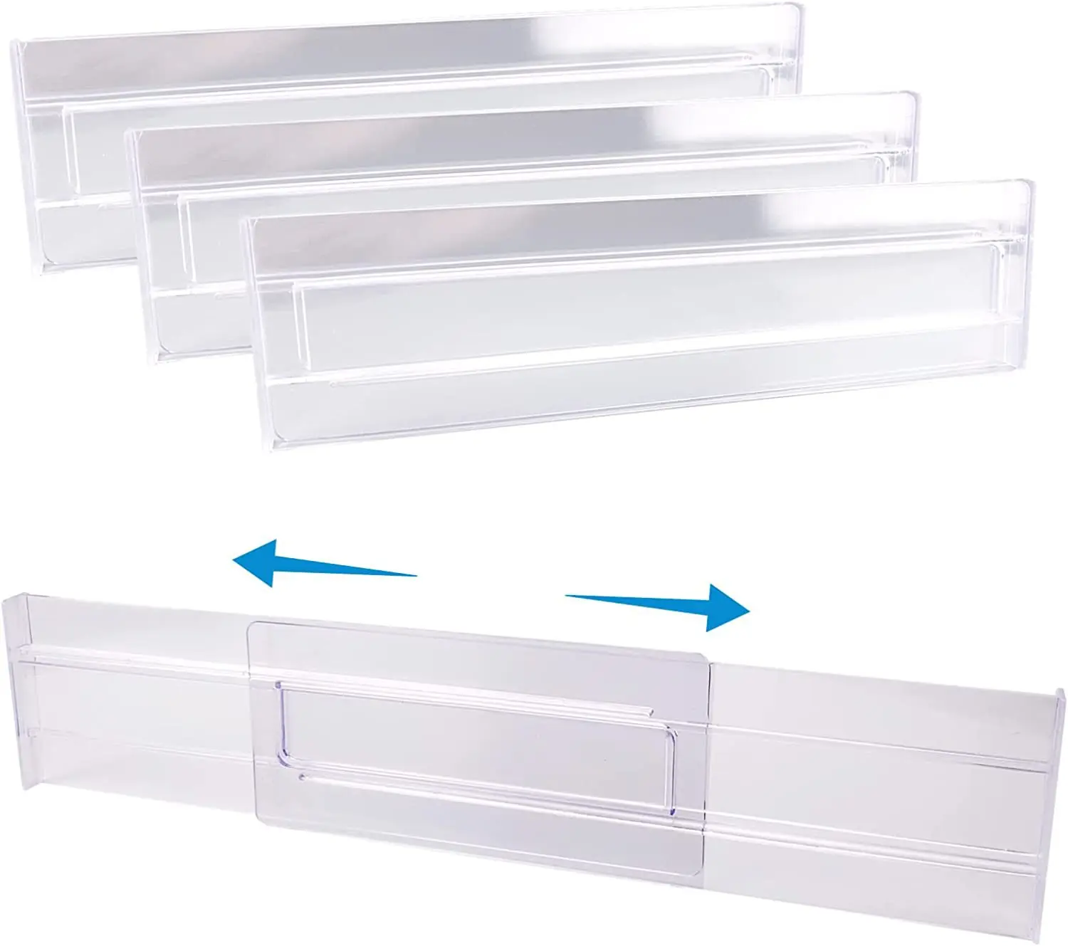 4 pcs pack plastic Transparent Desk Organiser Adjustable Drawer Dividers Drawer Organiser for Cupboard Underwear Socks