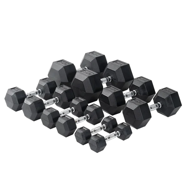 Gym dumbbell set 1-50 kg rubber coated Hexagon dumbbell sport dumbbell for body training