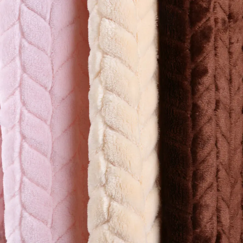 Jacquard Flannel Fleece Fabric Pure Color Strip Drawing Offset Printing Home Autumn Winter Home Toys Knitted Fabric