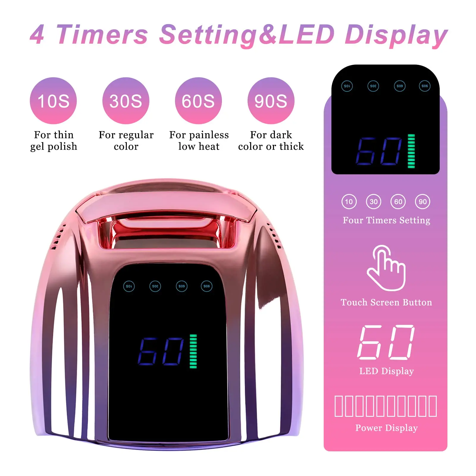 96 Вт беспроводной двойной свет аккумуляторная Солнечная УФ-светодиодная гелевая Сушилка для ногтей Светодиодная лампа с цифровым дисплеем