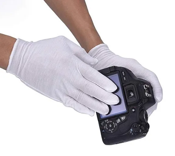 White Inspection 100% Cotton Full Finger Gloves Casual Daily Life Customized Packaging Cotton Gloves