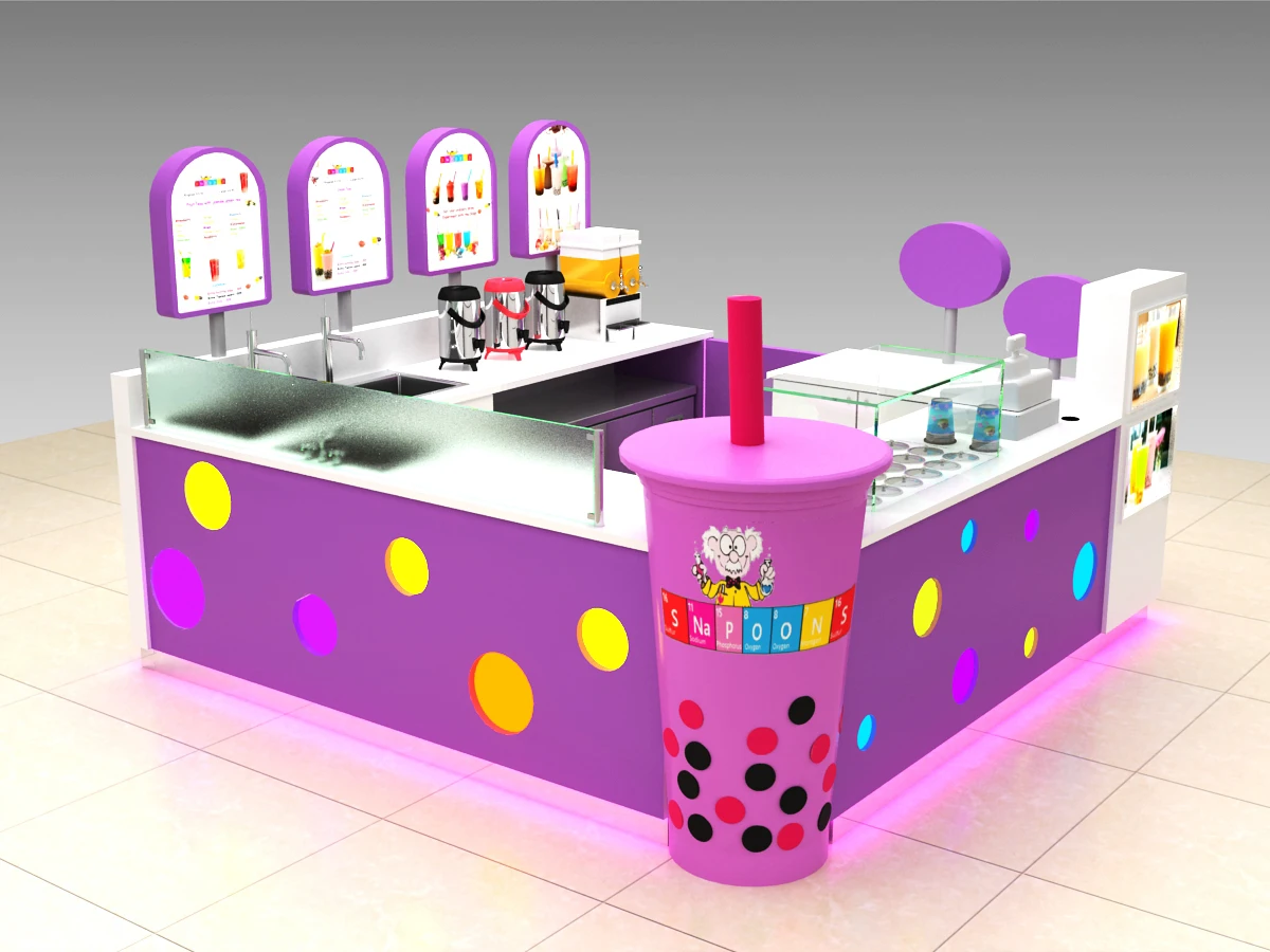2022 Modern bubble tea kiosk|fresh juice bar booth|Bubble Tea Shop counter for sale