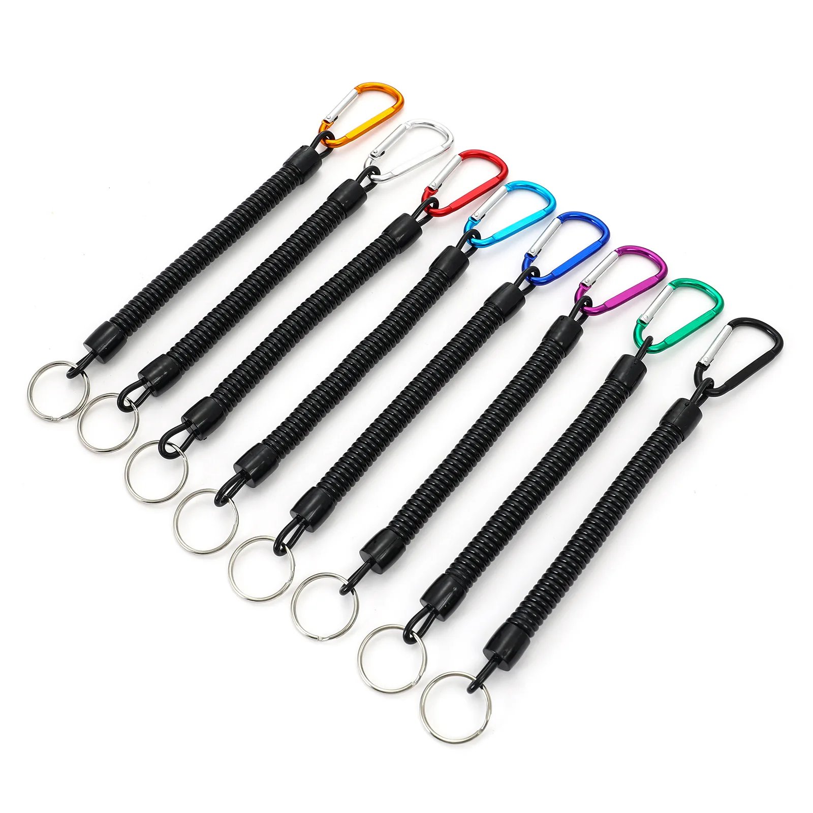 Fishing Lanyard Heavy Duty Retractable Coiled Tether with Carabiner for Pliers Boating Tools