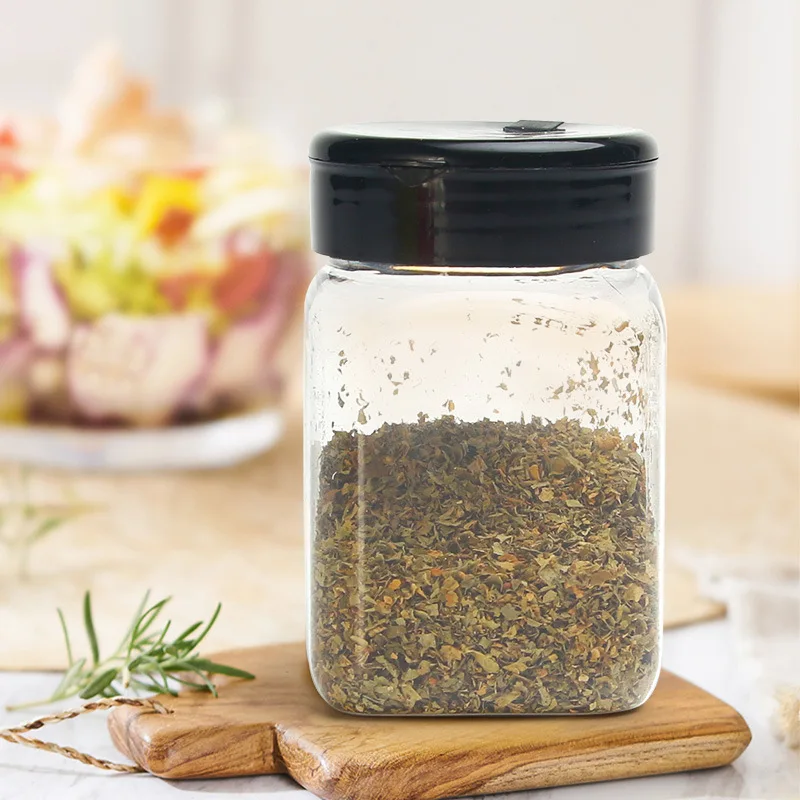 6 oz Empty plastic square spice jar salt and pepper shaker with Black Screw Lids to Pour or Shake/tarro de especias