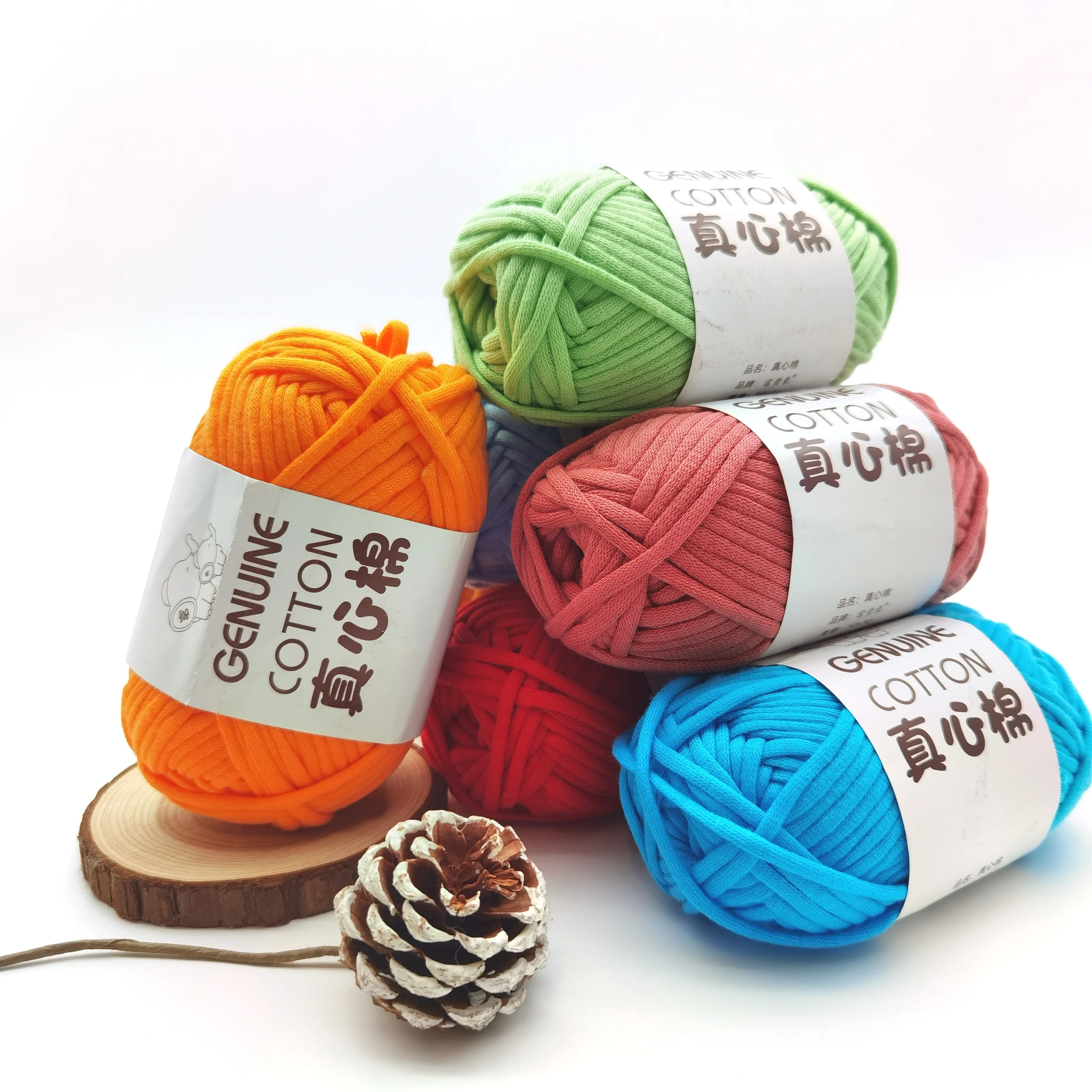 Wholesale crochet yarn cotton hollow core yarn DIY 70% cotton 30% nylon for handmade woven bag/doll