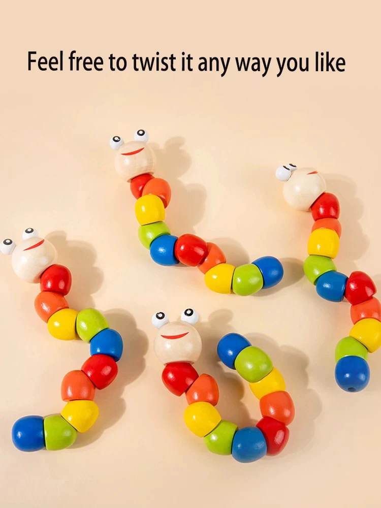 Non-toxic baby educational toys Color cognitive fine motor skills development sensory variables Caterpillar beaded morphing toys