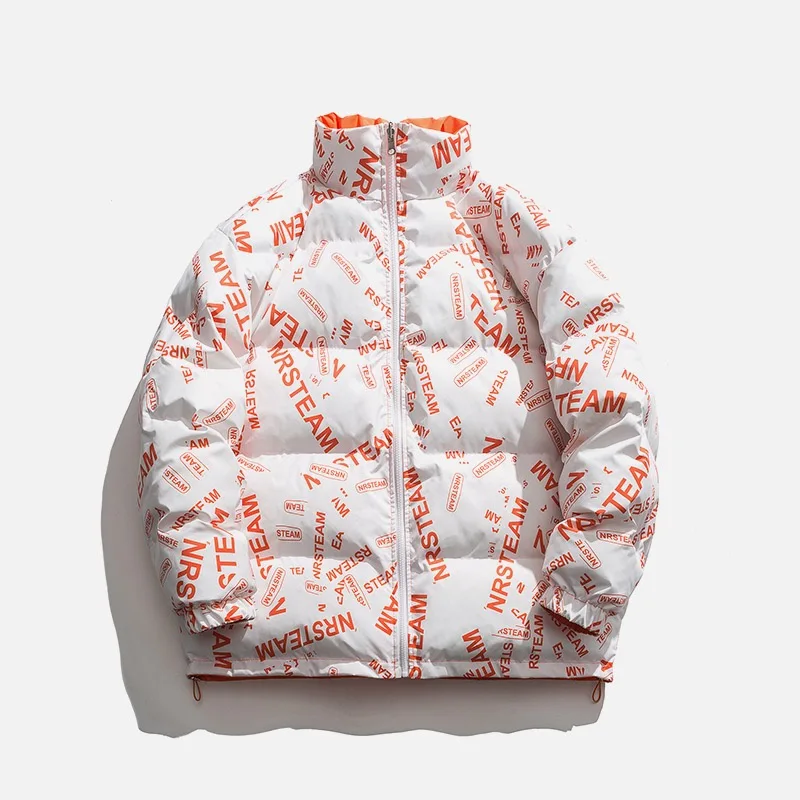 
Wholesale custom logo full print plain warm women unisex bubble puffer down coats fashion jacket winter wear for men 