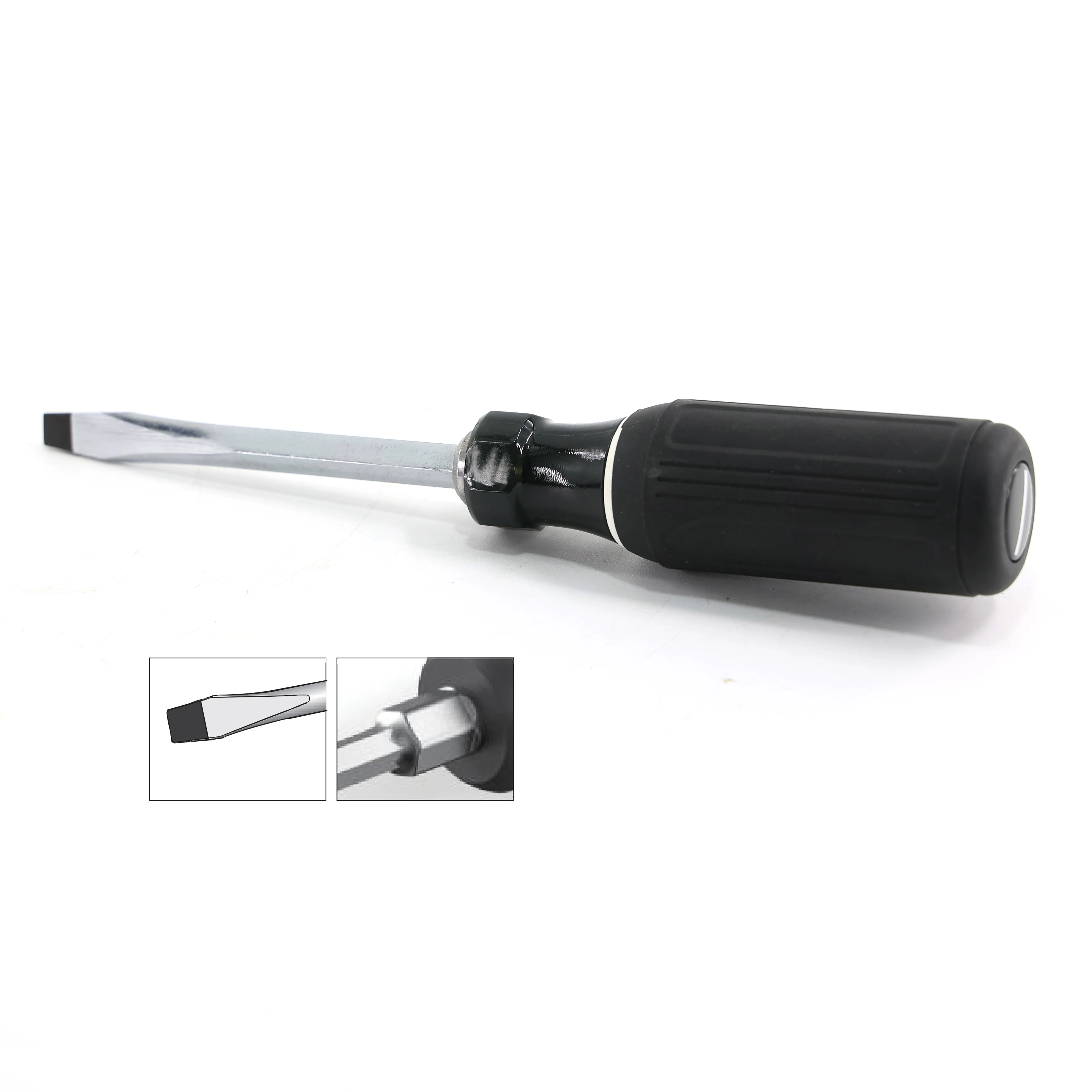 Professional 1/4 * 4 inch flat head chrome steel screwdriver CA TPR handles screwdriver