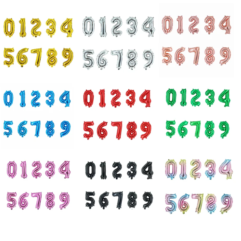 Wedding Happy Birthday Party Decoration Kids Baby Shower Supplies 16 Inch Gold Silver Foil Number Balloons